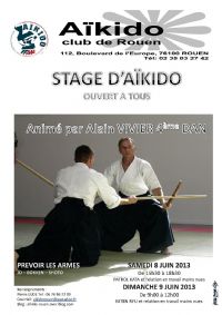 Stage d'Aïkido. Du 8 au 9 juin 2013 à Rouen. Seine-Maritime. 